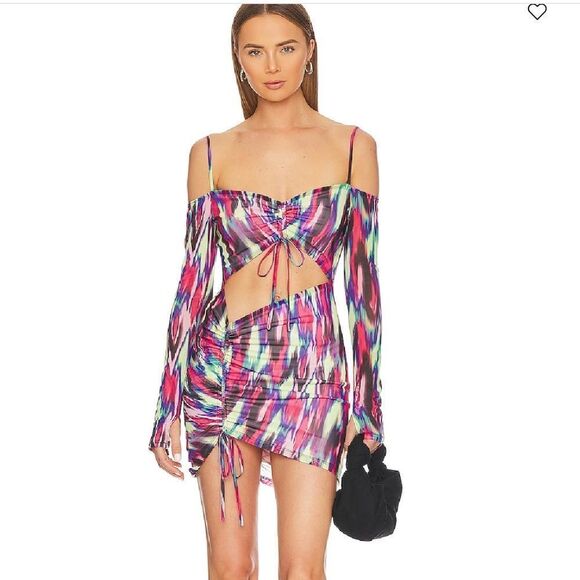 Camila Coelho Vivian Mini Dress Blue Hallucinogen Size Medium NEW - Picture 1 of 16